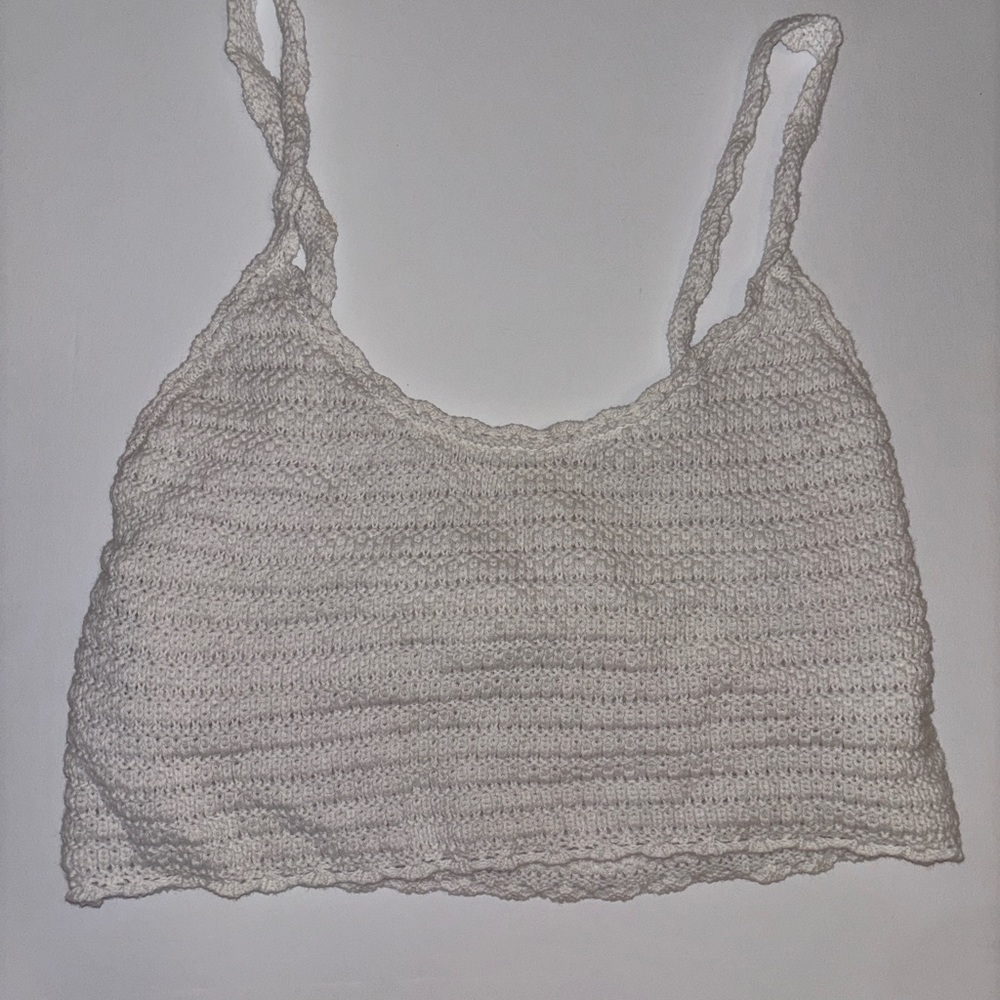 Aerie White Crochet Crop Top